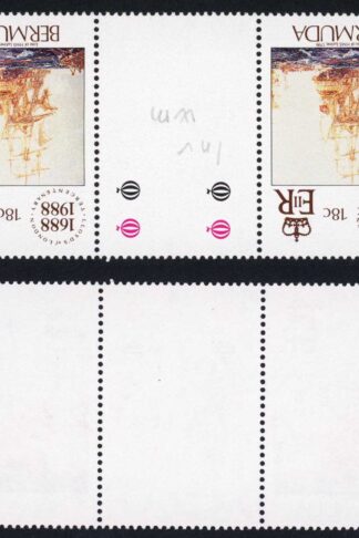 Bermuda SG566w 18c Lloyds of London Gutter Pair Wmk INVERTED U/M Cat 20++ pounds