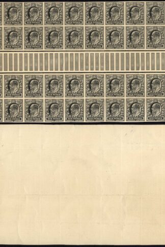 KEVII 6d DLR Imperf Plate Proof in Black a GUTTER BLOCK of 48 RARE