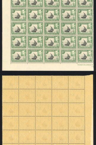 KUT SG132 5c black and green Block of 25 U/M (Brown gum) Cat 175+ pounds