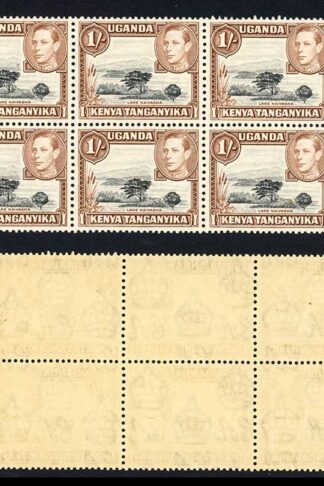 KUT SG145a 1/- Black and Brown 13x11.75 Block of 10 U/M Cat 300 pounds