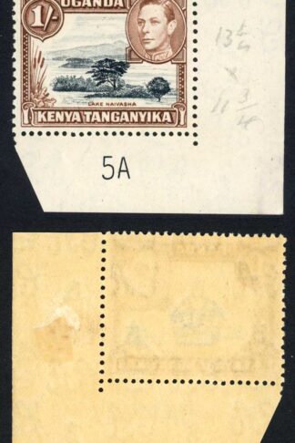 KUT SG145a 1/- Black and Brown 13x11.75 Plate single U/M (toned) Cat 60 pounds