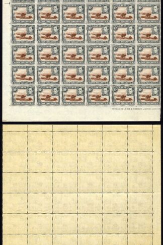 KUT SG136 10c Brown and Grey U/M Half Sheet of 60 inc retouches etc