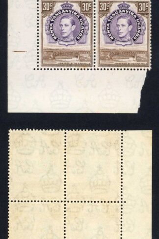 KUT SG142 30c Dull Purple and Brown U/M Block R10/1 RETOUCH on HILL