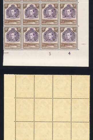 KUT SG142 30c Dull Purple and Brown U/M Plate Block Cat 60 pounds