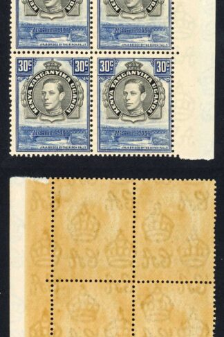 KUT SG141 30c Black and Dull Violet-blue Perf 13.25 U/M Block Cat 240++ Pounds
