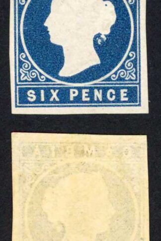 Gambia SG3 6d Deep Blue No Wmk Four Margins Mint No Gum Cat 550