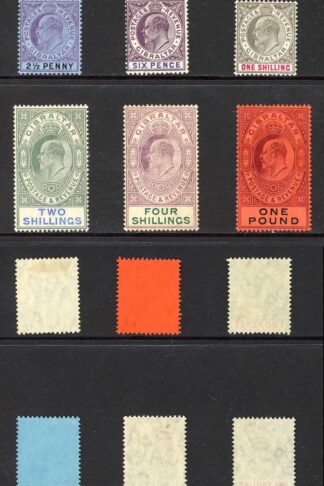 Gibraltar SG56/64 Set of 9 wmk Mult Crown CA M/M Cat 1200 pounds