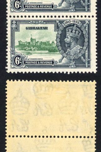 Gibraltar SG116a 6d Extra Flagstaff (top stamp) M/M Cat 291+ pounds