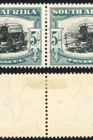 South Africa SG64b 5/- Black and Blue-green Wmk upright M/M Cat 45 pounds