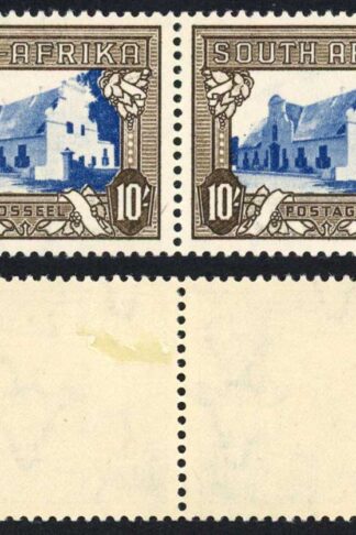 South Africa SG64c 10/- Blue and Sepia M/M Cat 65 pounds
