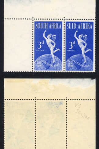 South Africa SG130a 3d Serif on C U/M (mounted in margin) Cat 60 pounds