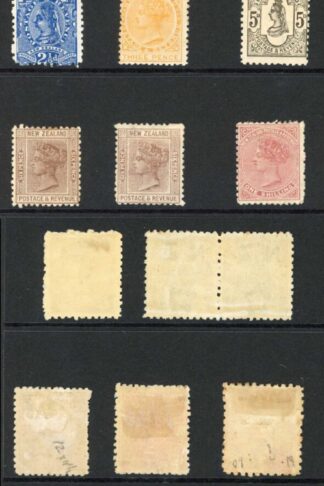 New Zealand 1882 Values to 1/- Different perfs mixed condition