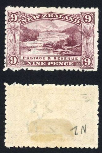 New Zealand SG326 9d Purple Wmk Perf 14 M/M Cat 55 pounds