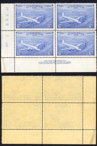 Canada SGS17 17c Plate Block U/M (mark in the margin) Cat 48++ Pounds