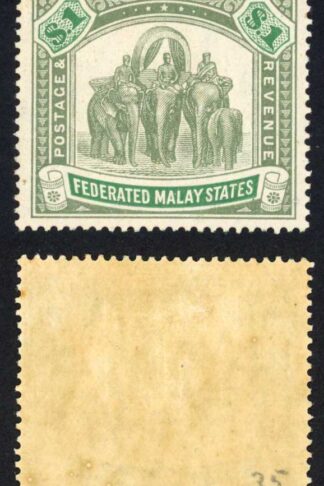 Malay SG48 One Dollar Grey green and green Wmk CA M/M Cat 130 Pounds