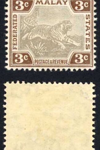 Malay SG32 3c Grey-brown Wmk Mult CA M/M Cat 65 Pounds