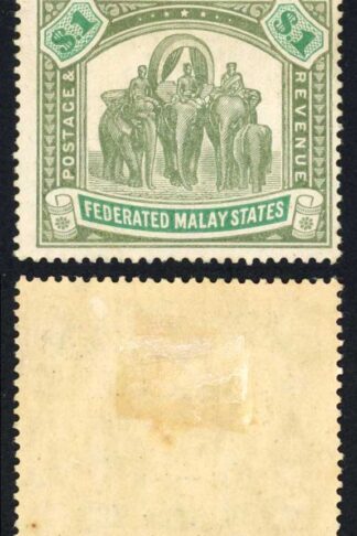 Malay SG48a One Dollar Green and Pale green Wmk Mult CA M/M Cat 160 Pounds