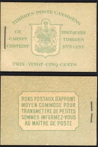 Canada SGSB39a 25c French Text Booklet Cat 24 pounds