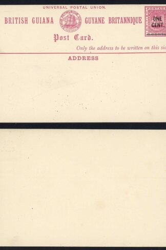 British Guiana HG3 1c on 3c Post Card