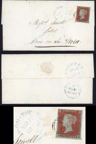 1841 Penny Red (IF) Plate 131 Four Margins Broadway via Campden to Stow