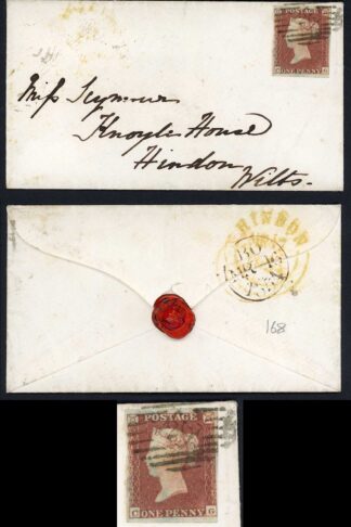 1841 Penny Red (CG) Plate 168 Four Margins on cover to Hindon