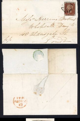 1841 Penny Red (SC) Plate 13 Fine Four Margins on Cover Cat 325 pounds