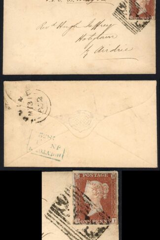 1841 Penny Red (DI) Plate 125 Four Margins Lavender Tinted Paper on cover