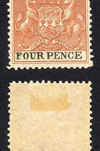 Rhodesia SG22 4d Chestnut and Black Thin wove paper M/M Cat 48 pounds