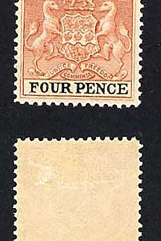 Rhodesia SG22 4d Chestnut and Black Thin wove paper M/M Cat 48 pounds