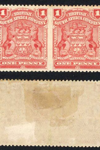 Rhodesia SG78a 1d Red Imperf Between Pair M/M (hinge remainder) Cat 400 pounds