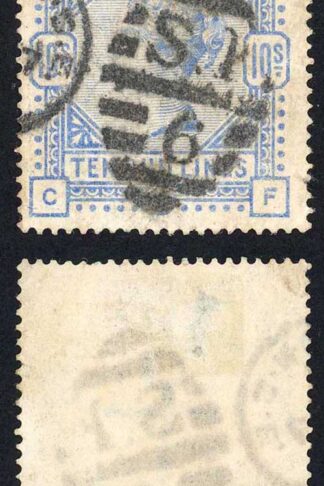 SG183a 10/- Pale Ultramarine (small tear bottom right) Cat 375 pounds