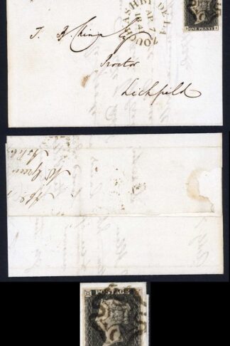 Penny Black (BI) Plate 8 on Cover Exceptional Condition