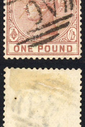 Bahamas SG57 One Pound Venetian Red Manuscript cancel with fake postmark