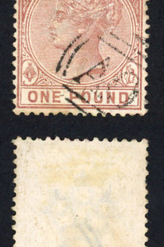 Bahamas SG57 One Pound Venetian Red Manuscript cancel with fake postmark