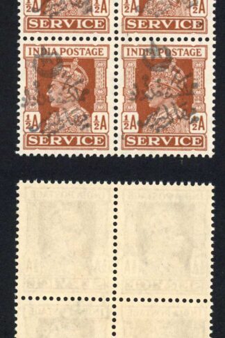 Bahawalpur India SG282 3 Pies on 1a3p with Faked overprint U/M Block