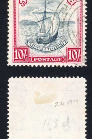 Grenada SG163b 10/- Slate-blue and Bright Carmine Perf 14 Narrow