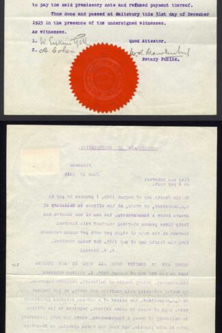 Rhodesia 2/6 Double Head on court document