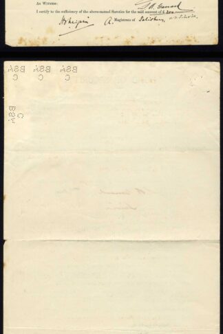 Rhodesia 2/- x 3 Double Head and 1/- on a Bond of Security