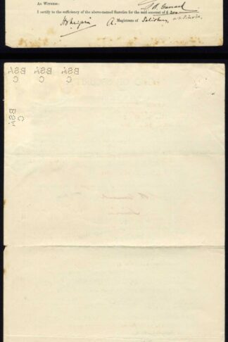 Rhodesia 2/- x 3 Double Head and 1/- on a Bond of Security