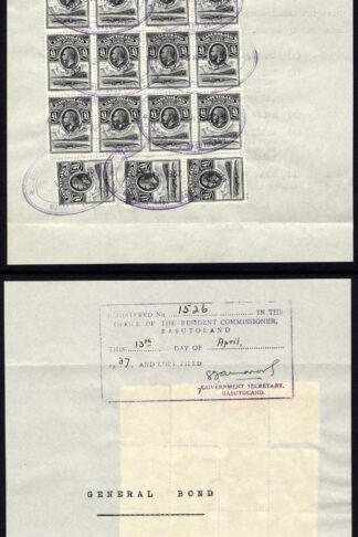 Basutoland BF110 KGV Revenue One Pound black x 23  on Piece STUNNING and RARE