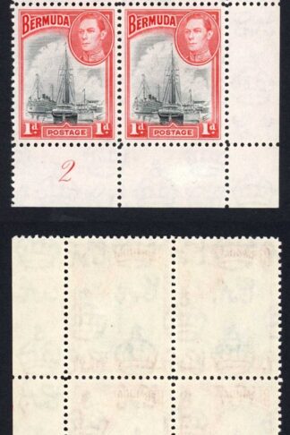 Bermuda SG110 1938 1d Black and Red Plate Block U/M Cat 11+++ pounds