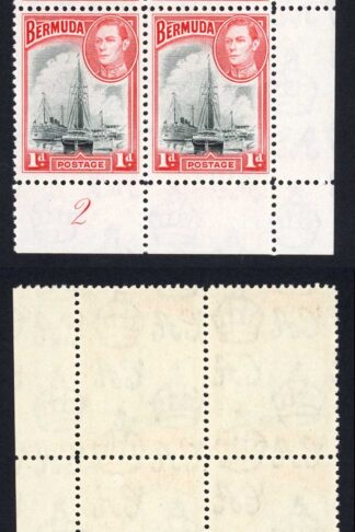 Bermuda SG110 1938 1d Black and Red Plate Block U/M Cat 11+++ pounds