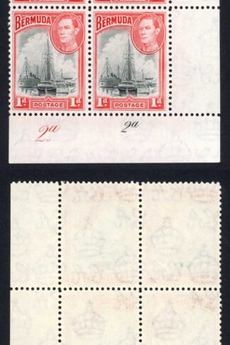 Bermuda SG110 1938 1d Black and Red Plate Block U/M Cat 11+++ pounds