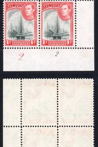 Bermuda SG110 1938 1d Black and Red Plate Block U/M Cat 11+++ pounds
