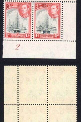 Bermuda SG110 1938 1d Black and Red Plate Block U/M Cat 11+++ pounds