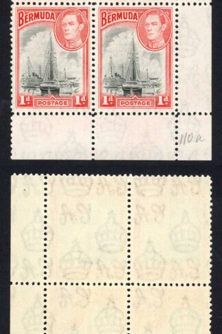 Bermuda SG110 1938 1d Black and Red No plate number Block U/M Cat 11+++ pounds