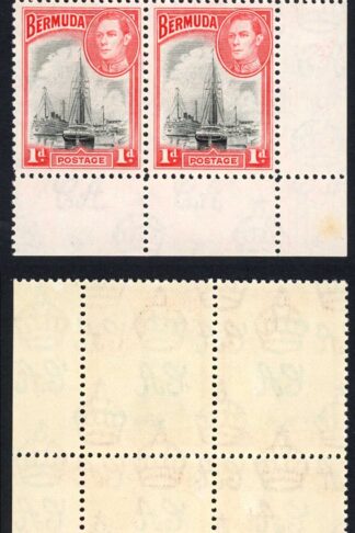 Bermuda SG110 1938 1d Black and Red No plate number Block U/M Cat 11+++ pounds