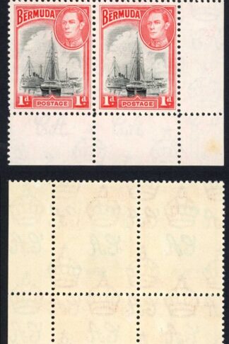 Bermuda SG110 1938 1d Black and Red No plate number Block U/M Cat 11+++ pounds