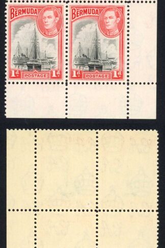 Bermuda SG110 1938 1d Black and Red No plate number Block U/M Cat 11+++ pounds