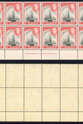 Bermuda SG110 1938 1d Bottom Rows No plate number U/M Cat 33+++ pounds